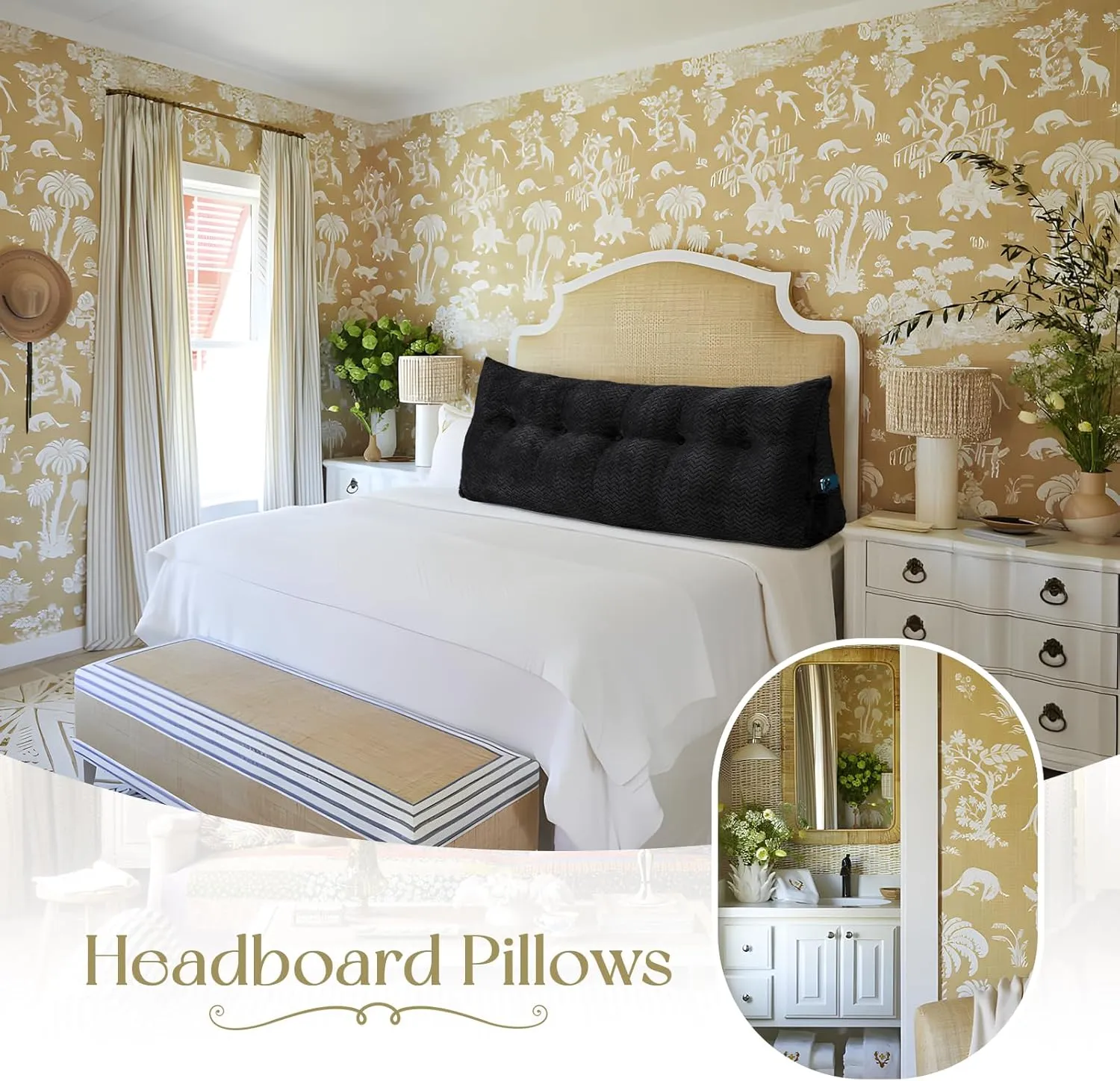 Headboard Wedge Pillow Large Pillow Soft and Supportive Bed Rest Reading Pillows for Sitting in Bed with Removable Cover