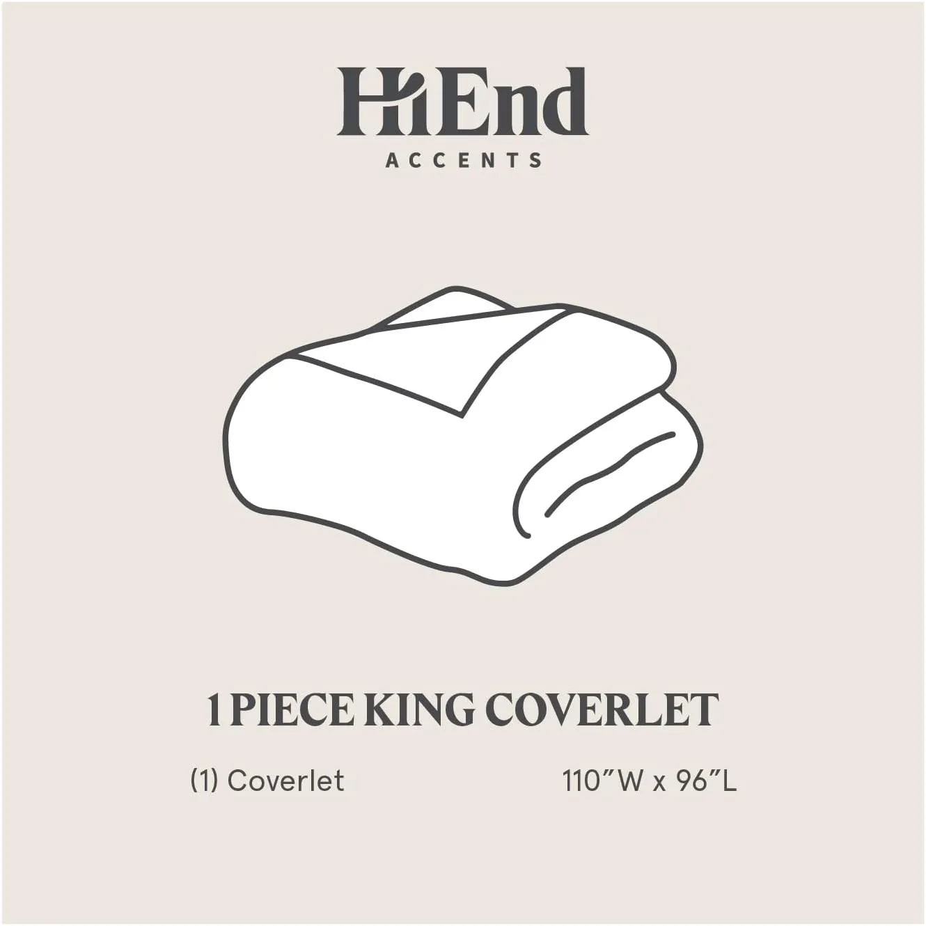 HiEnd Accents Stonewashed Cotton Canvas Coverlet, King Size, Duffle Bag Solid Color, Soft Lightweight Cotton Coverlet, Oversized Box Stitch Pattern, Classic Chic Casual Modern Rustic Bedspread
