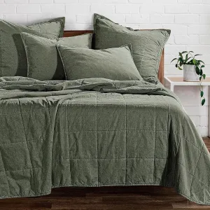 HiEnd Accents Stonewashed Cotton Canvas Coverlet, King Size, Duffle Bag Solid Color, Soft Lightweight Cotton Coverlet, Oversized Box Stitch Pattern, Classic Chic Casual Modern Rustic Bedspread