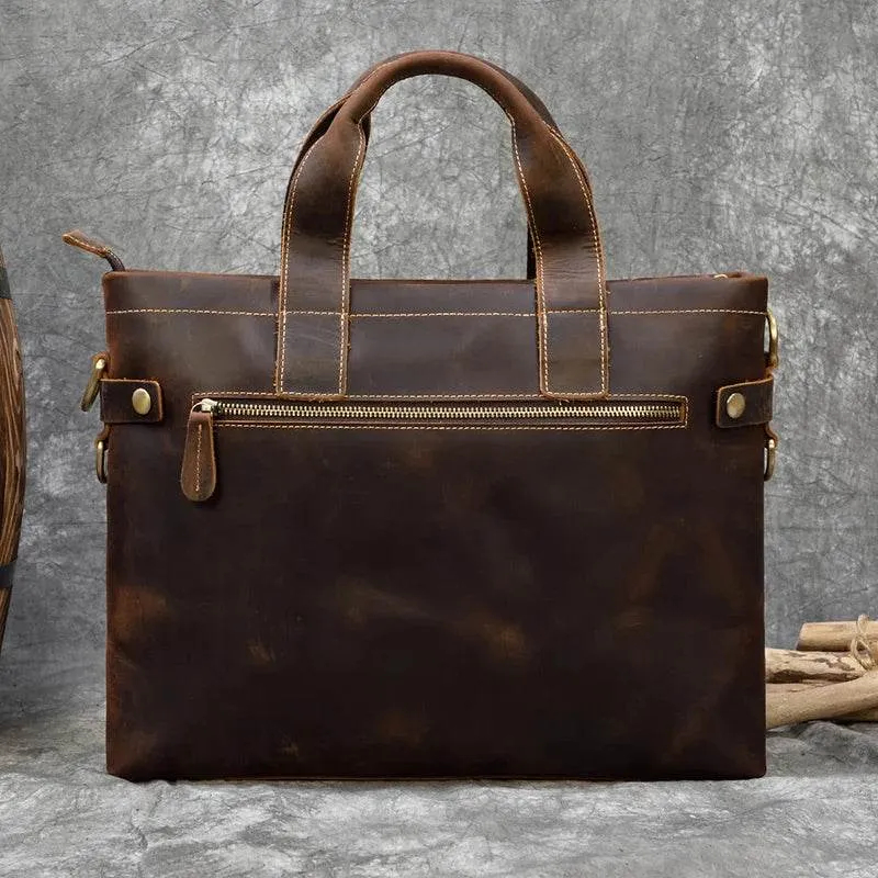 High Fashion Crazy Horse Leather Men's Laptop Handbag