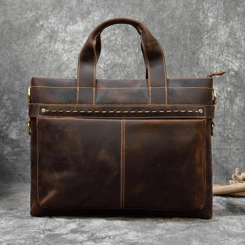 High Fashion Crazy Horse Leather Men's Laptop Handbag
