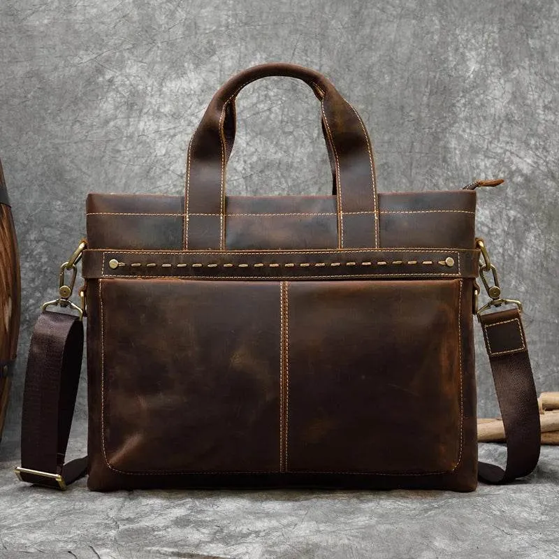 High Fashion Crazy Horse Leather Men's Laptop Handbag