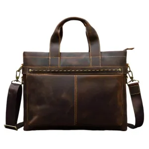 High Fashion Crazy Horse Leather Men's Laptop Handbag
