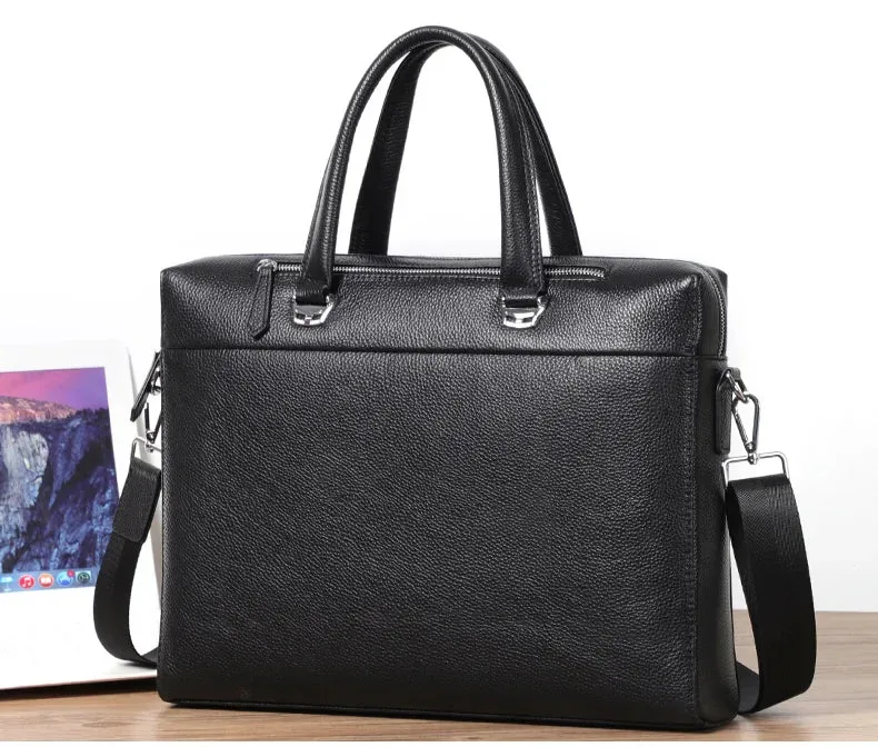 High Quality Men Briefcases Bag For 14 inch Laptop Business Travel Bags Handbags Genuine Leather Office Shoulder Bags For Man