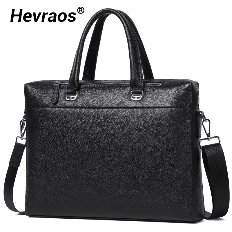 High Quality Men Briefcases Bag For 14 inch Laptop Business Travel Bags Handbags Genuine Leather Office Shoulder Bags For Man