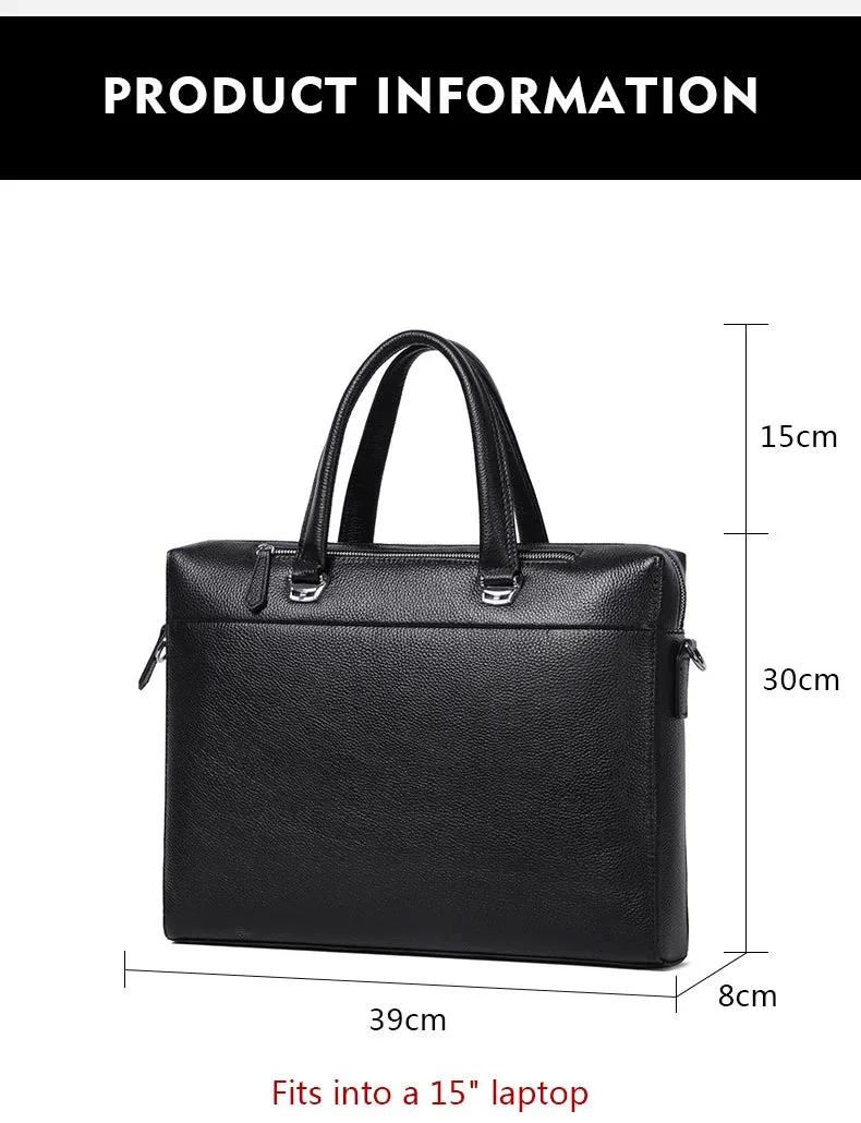 High Quality Men Briefcases Bag For 14 inch Laptop Business Travel Bags Handbags Genuine Leather Office Shoulder Bags For Man