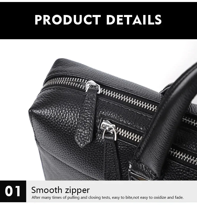 High Quality Men Briefcases Bag For 14 inch Laptop Business Travel Bags Handbags Genuine Leather Office Shoulder Bags For Man