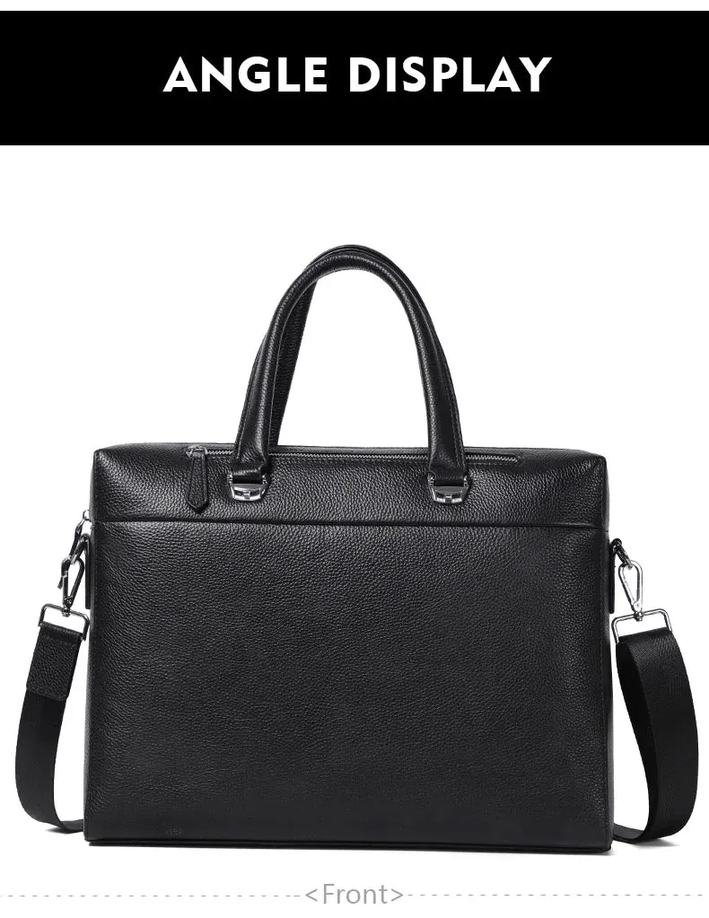High Quality Men Briefcases Bag For 14 inch Laptop Business Travel Bags Handbags Genuine Leather Office Shoulder Bags For Man