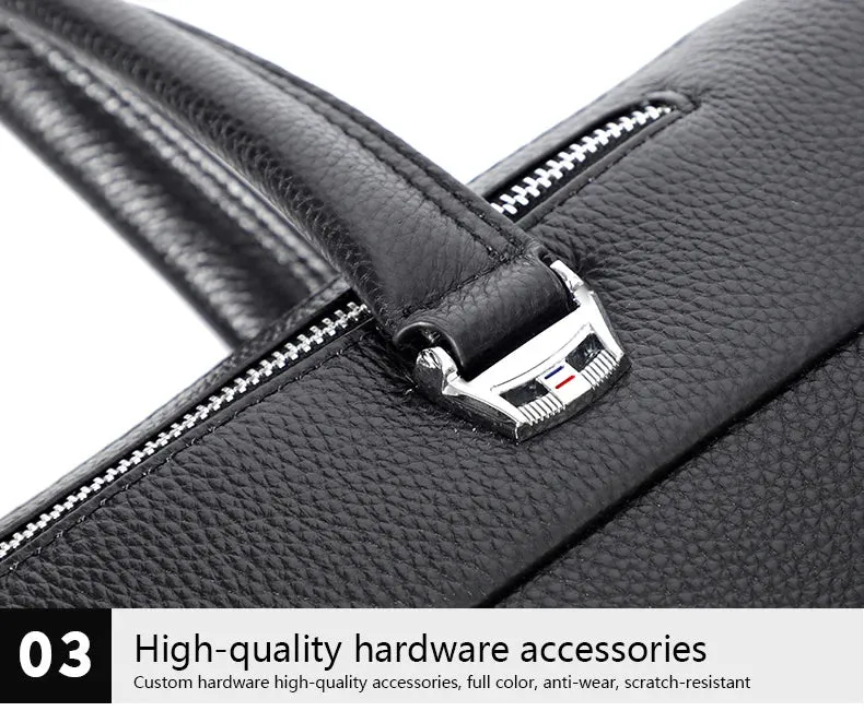 High Quality Men Briefcases Bag For 14 inch Laptop Business Travel Bags Handbags Genuine Leather Office Shoulder Bags For Man