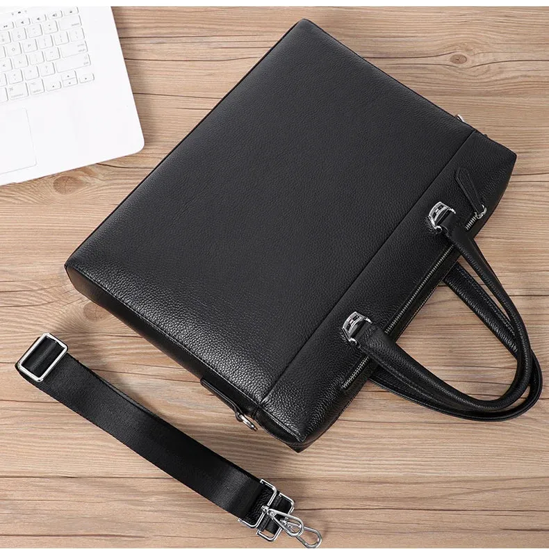 High Quality Men Briefcases Bag For 14 inch Laptop Business Travel Bags Handbags Genuine Leather Office Shoulder Bags For Man