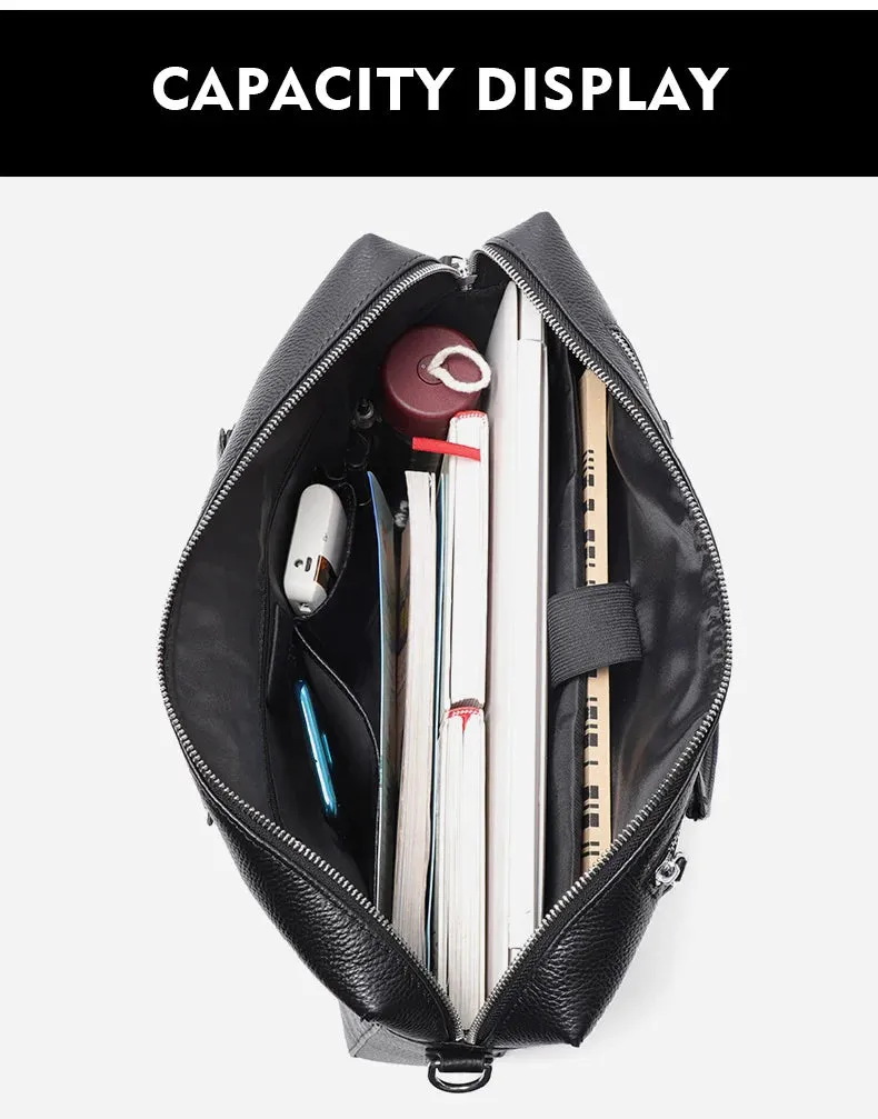High Quality Men Briefcases Bag For 14 inch Laptop Business Travel Bags Handbags Genuine Leather Office Shoulder Bags For Man