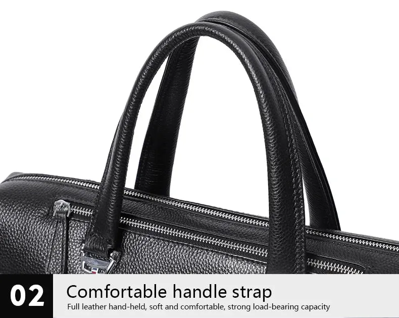High Quality Men Briefcases Bag For 14 inch Laptop Business Travel Bags Handbags Genuine Leather Office Shoulder Bags For Man