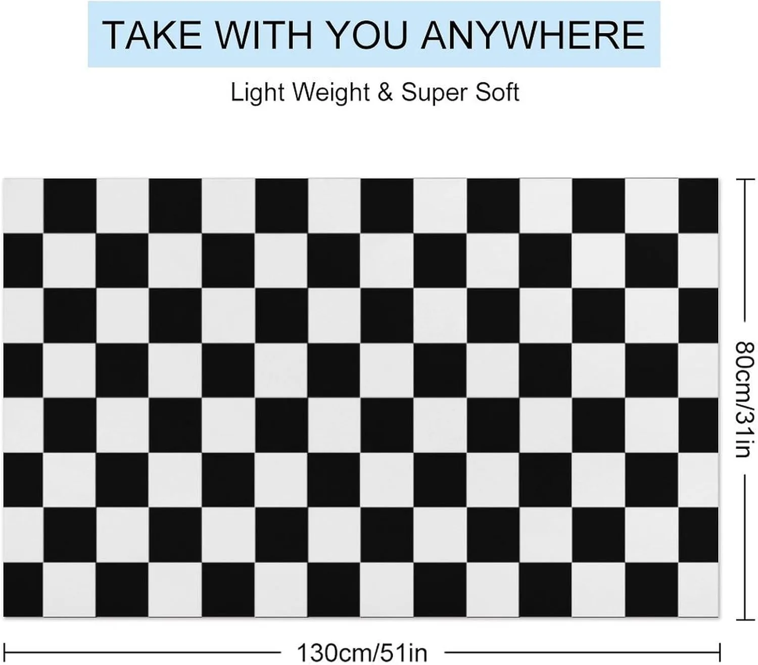 Highly Absorbent Bath Towel Large Swimming Towel Fashion Bath Towel Compatible with Race Waving Checkered Black and White Towel