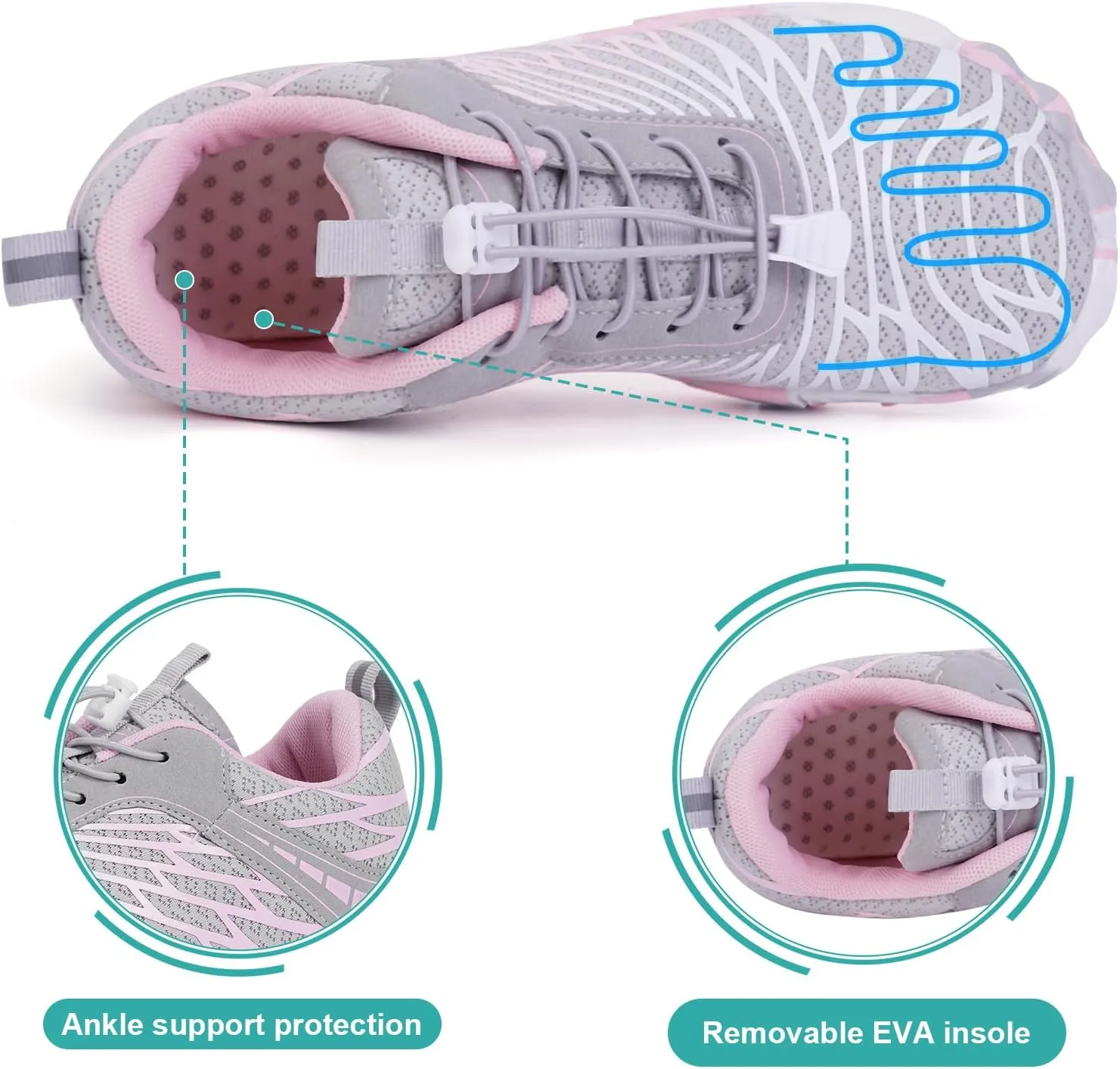 Hike Barefoot Shoes, Pro Barefoot Shoes Women Men Footwear, Athletic Hiking Minimalist Water Shoe Breathable Quick Dry Zero Drop Trail Running Shoe with Non-Slip Sole & Wide Toe Box