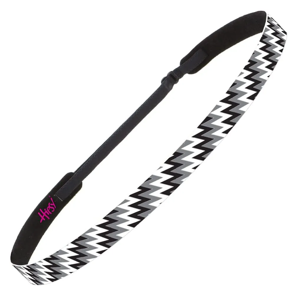 Hipsy Adjustable Non Slip Skinny Fashion Printed Sports Headbands 3-pack (Zigzag Blue/Black/Seafoam)