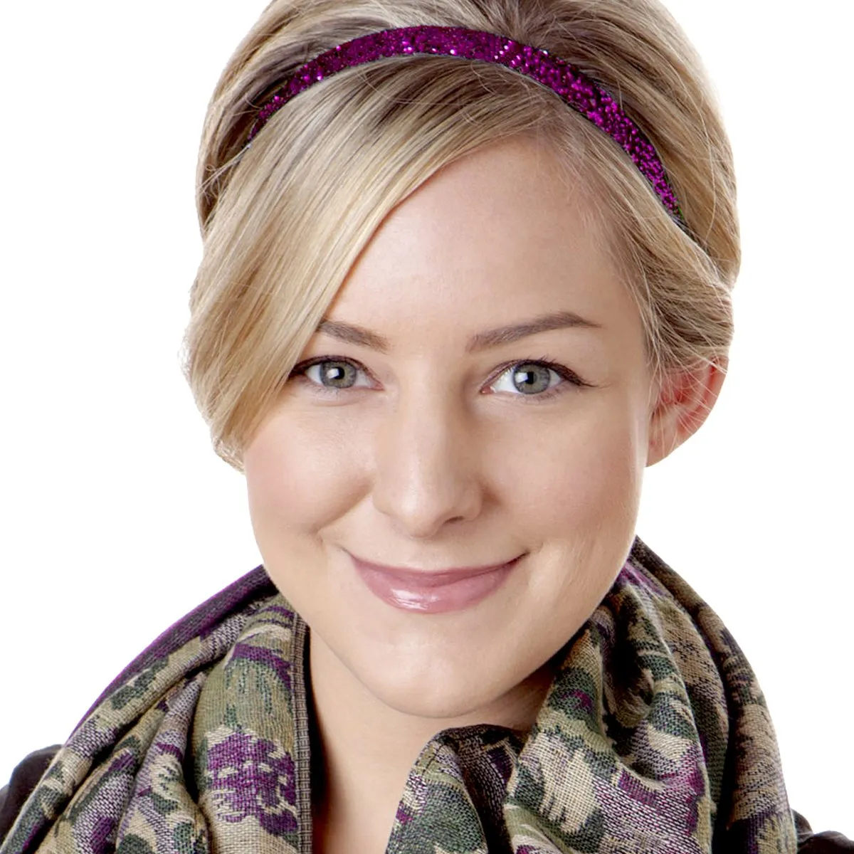 Hipsy PLUS Size, Adjustable No Slip Sparkly Bling Glitter Skinny 5pk Headbands for Women Girls & Teens (Skinny Fuchsia/Green/Peacock/Orange/Royal Blue)