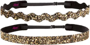 Hipsy PLUS Size, Adjustable No Slip Sparkly Bling Mixed 2pk Headbands for Women Girls & Teens (Bling Glitter Mixed Diva)