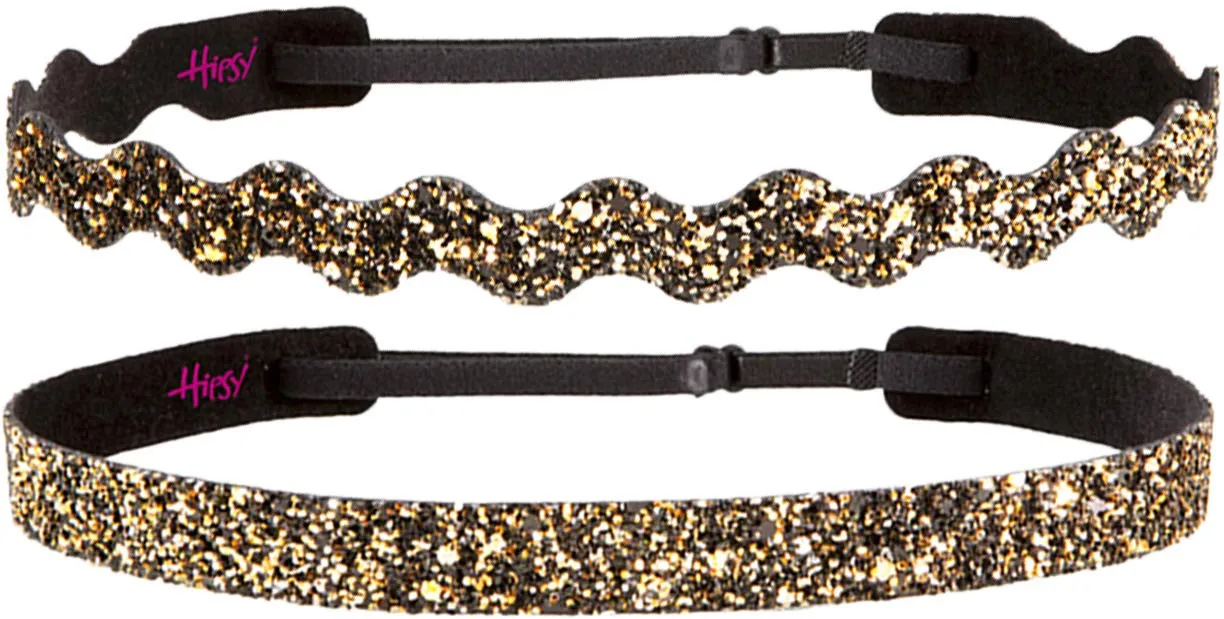 Hipsy PLUS Size, Adjustable No Slip Sparkly Bling Mixed 2pk Headbands for Women Girls & Teens (Bling Glitter Mixed Diva)