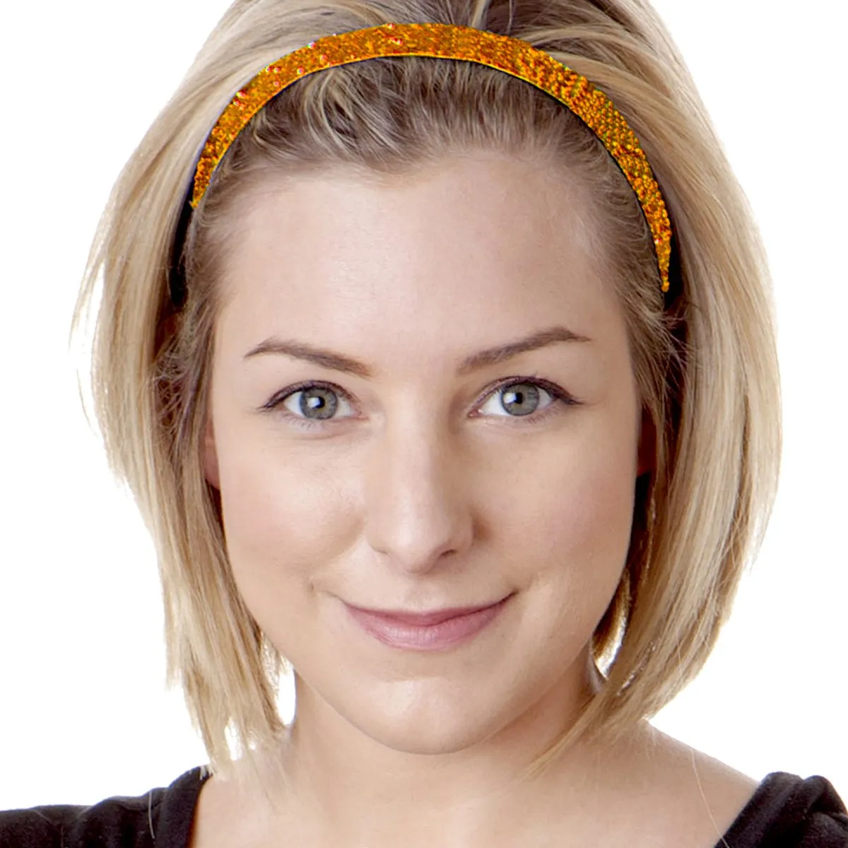 Hipsy REGULAR Size, Adjustable No Slip Sparkly Bling Glitter Skinny 5pk Headbands for Women Girls & Teens (Skinny Fuchsia/Green/Peacock/Orange/Royal Blue)