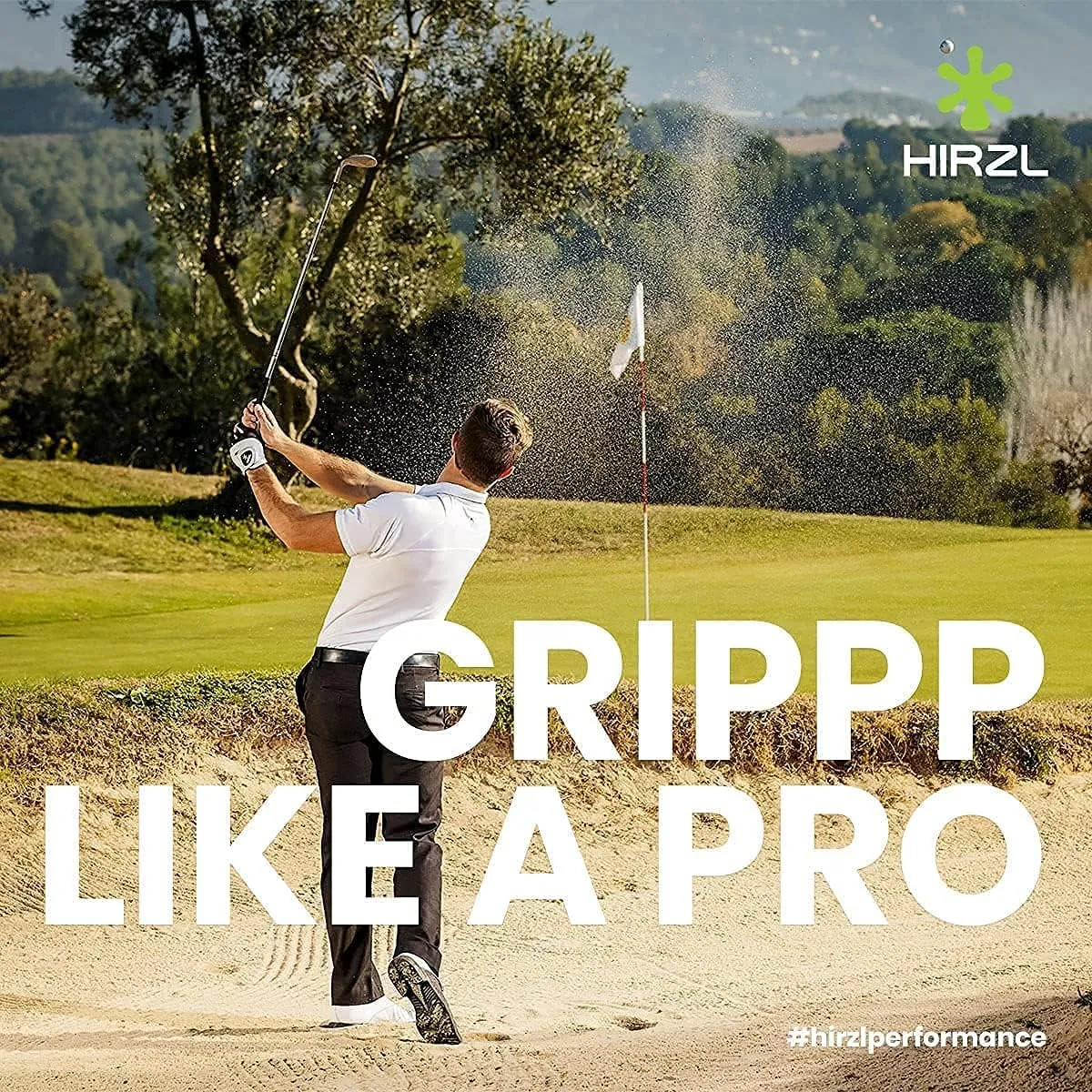 HIRZL GRIPPP FIT – Men's All-Weather Golf Glove (White/Black) | Kangaroo Leather & Lycra | Ultimate Grip (Pack of 3)