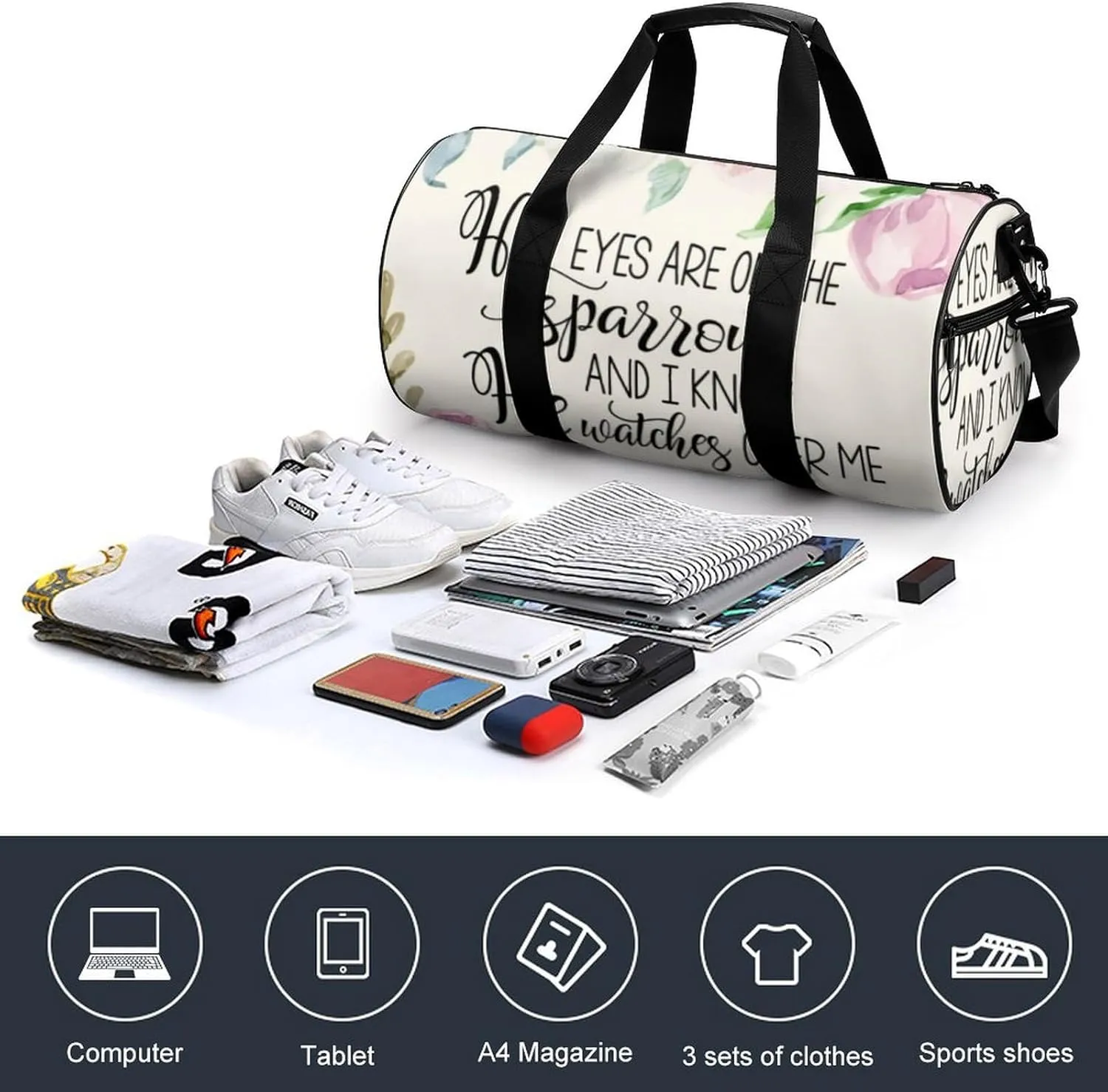 'His Eyes Are on The Sparrow Fitness Bag Waterproof And Stain Resistant Suitable for Unisex