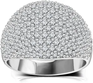 Hiyong Diamond Accent Dome Ring - Sliver Fashion Rings for women Big Hollow Women Wedding Band Cubic Zirconia Statement Rings for women 5-11