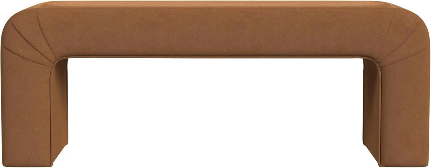 HomePop Arch Channel Bench|Bench for Living Room & Bedroom | Decorative Home Furniture - Rust Orange Velvet