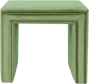 HomePop Modern Channel Tufted Velvet Ottoman Home Décor|Ottoman for Living Room & Bedroom - Green