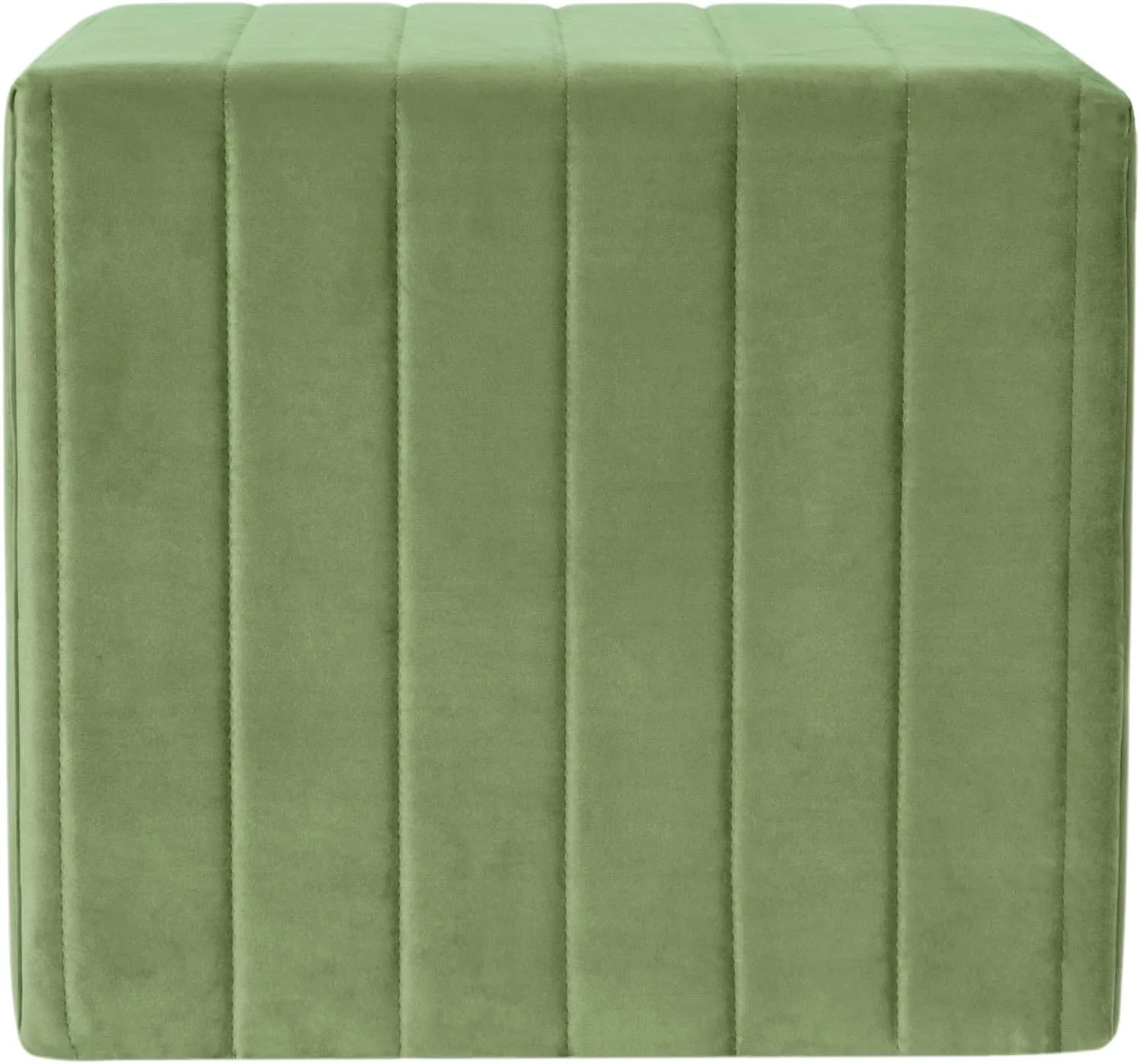 HomePop Modern Channel Tufted Velvet Ottoman Home Décor|Ottoman for Living Room & Bedroom - Green