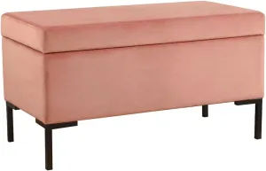 HomePop Upholstered Storage Bench with Metal Leg Home Décor|Bench with Storage for Living Room & Entryway - Blush,Pink Velvet