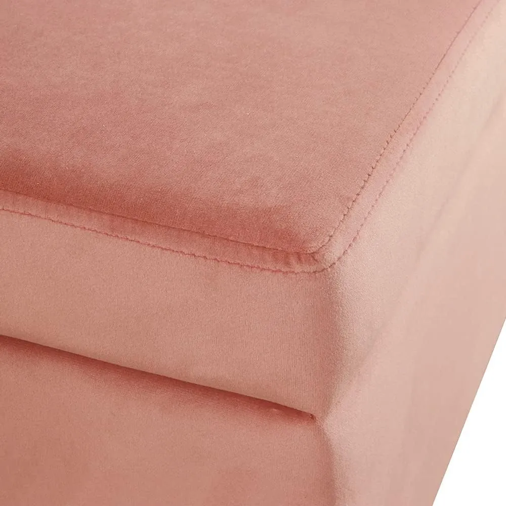 HomePop Upholstered Storage Bench with Metal Leg Home Décor|Bench with Storage for Living Room & Entryway - Blush,Pink Velvet