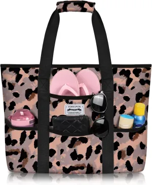 HOMESPON Large Waterproof Beach Bag for Women Sandproof Tote Bag Pool Bag with Zipper and Pockets for Travel Vacation Gym