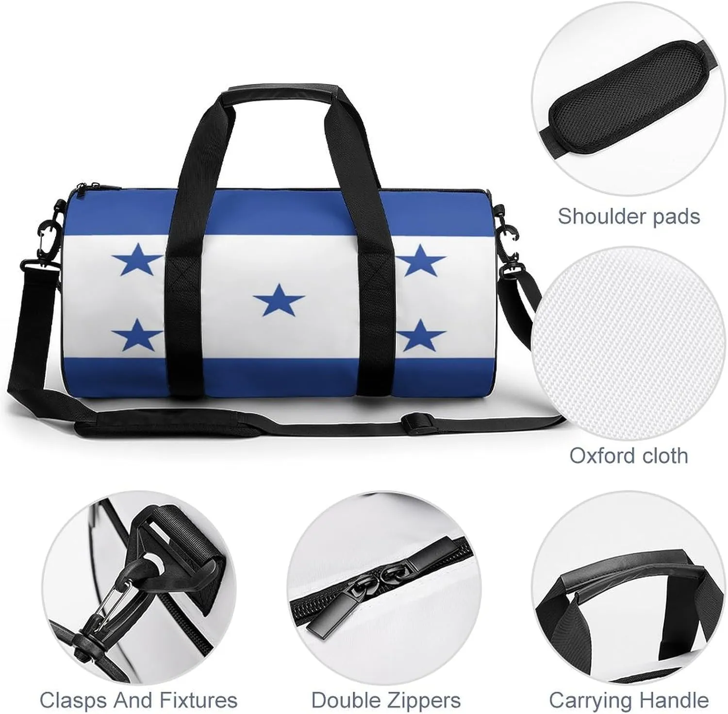 Honduras Flag Sports Duffel Bag for Men Women Dry Wet Separation Lightweight Tote