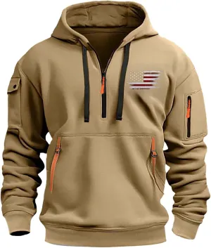 Hoodie Men,Mens 1/4 Zip Pullover Vintage Graphic Western Hoodies Casual Long Sleeve Country Jackets with Pocket