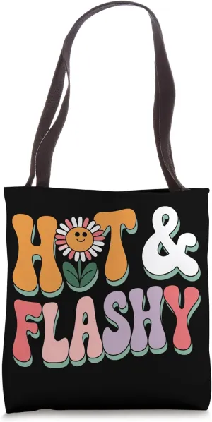 Hot and Flashy Retro Flower Menopause Humor Tote Bag