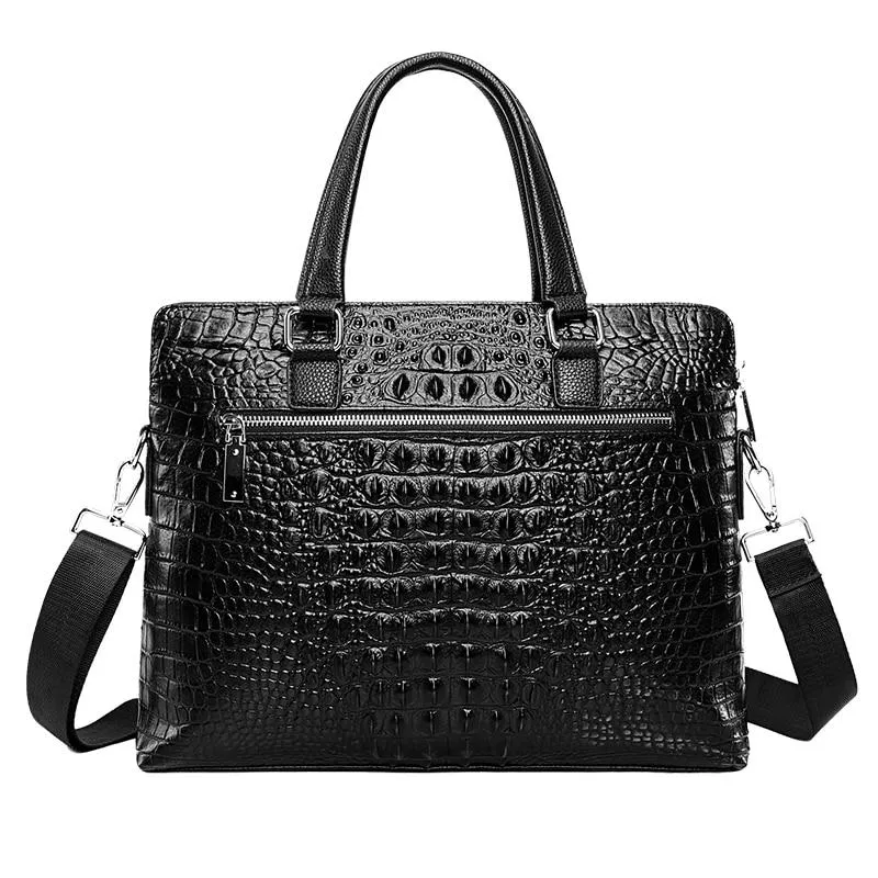 Hot bargain  briefcase Must-have Shoulder Leather Crocodile