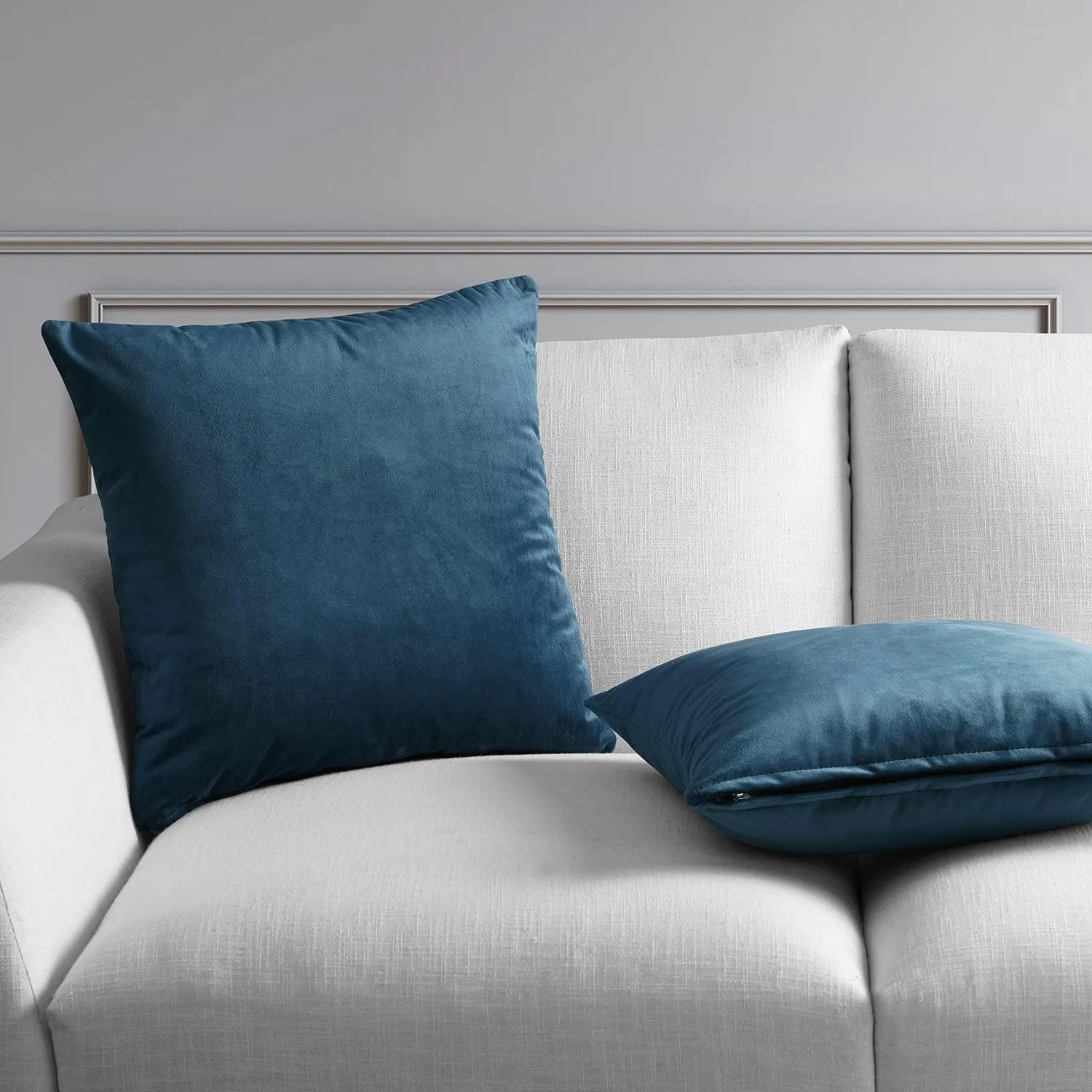 HPD Half Price Drapes Cushion Cover 18 x 18 Heritage Plush Velvet - VPYC-161270-CC18PR - Pair, Avalon Blue