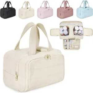 Humidity Travel Cosmetic Bag, Humidity Large Capacity Wide Open Travel Cosmetic Bag, 0.6lb Lightweight, For Womentraveling, Essentials Toiletries (Beige)