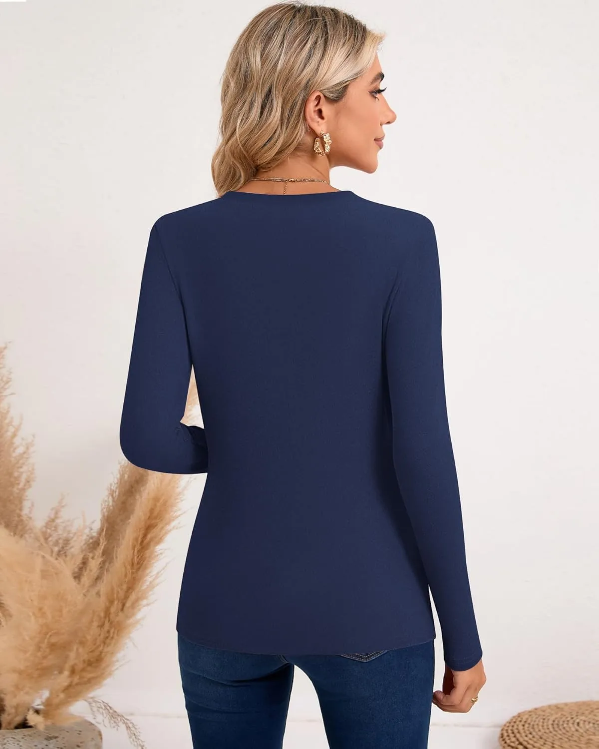 Huukeay 3 Pack Women's Thermal Shirts Long Sleeve De Velvet Lined Underwear Tops Crew Neck Slim Fit Basic Base Layer Tee