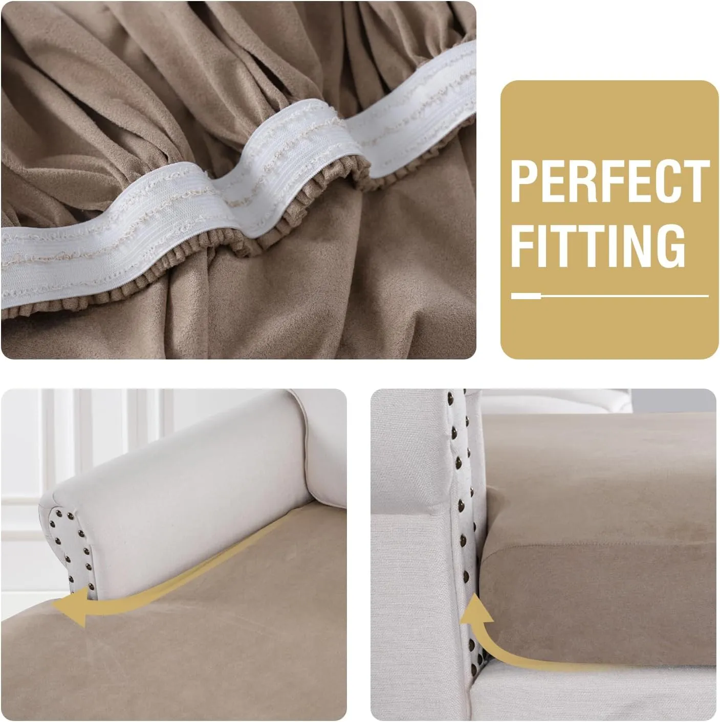 H.VERSAILTEX Suede Stretch Individual Chaise Lounge Covers Replacement, Sectional Couch Covers L Shape Sofa Both Left/Right, Soft Couch Seat Covers for Pets Washable (1 Piece Chaise Cover, Sand)