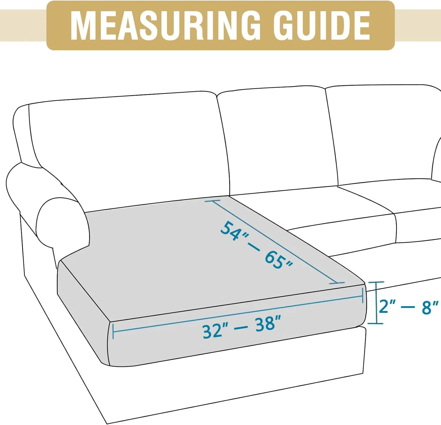 H.VERSAILTEX Suede Stretch Individual Chaise Lounge Covers Replacement, Sectional Couch Covers L Shape Sofa Both Left/Right, Soft Couch Seat Covers for Pets Washable (1 Piece Chaise Cover, Sand)
