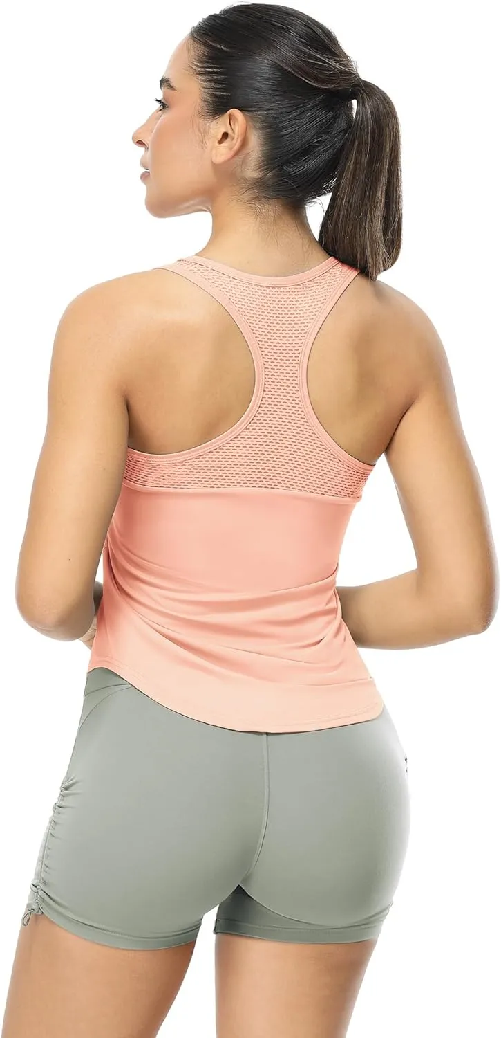 icyzone Racerback Workout Tank Tops for Women, Breathable Quick Dry Gym Athletic Yoga Exercise Running Shirts