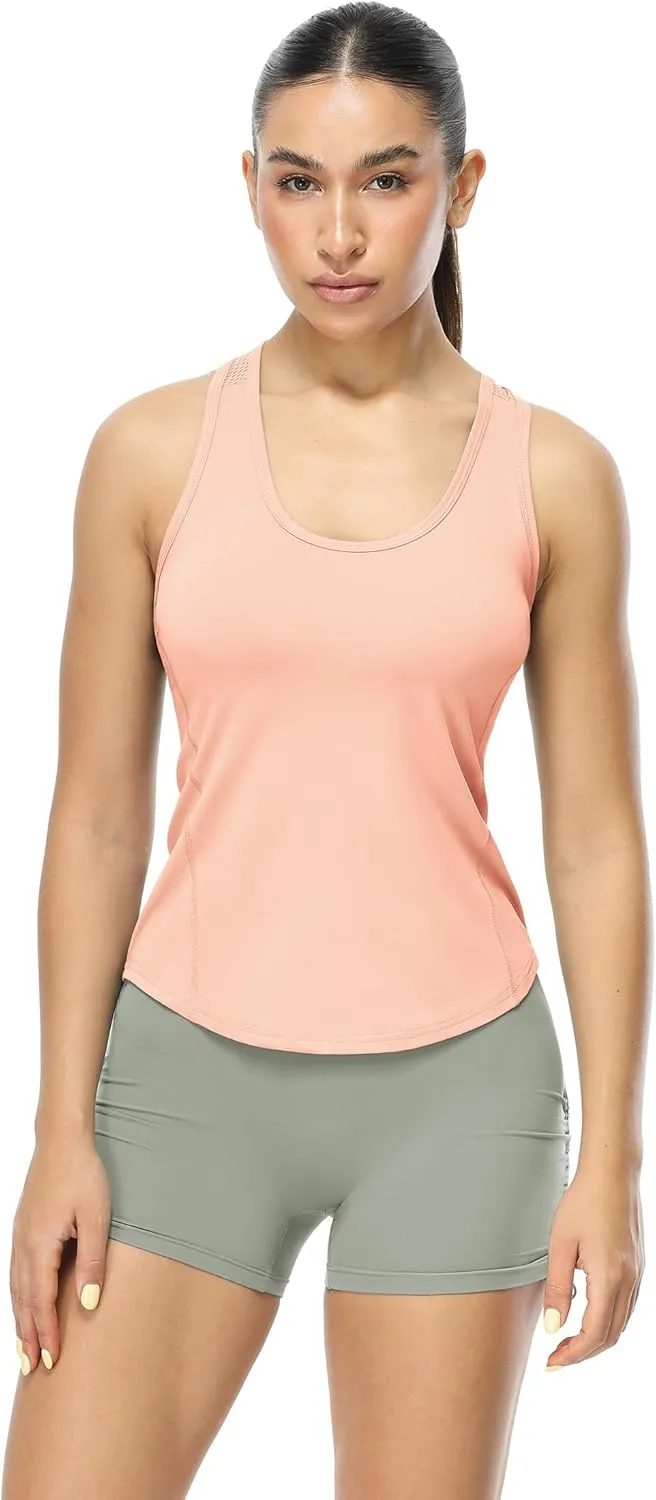 icyzone Racerback Workout Tank Tops for Women, Breathable Quick Dry Gym Athletic Yoga Exercise Running Shirts
