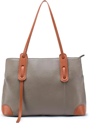 imeetu Genuine Leather Tote Shoulder Handbag Purse for Women, Large Capacity Bag Waterproof Big Tote Shoulder Bag