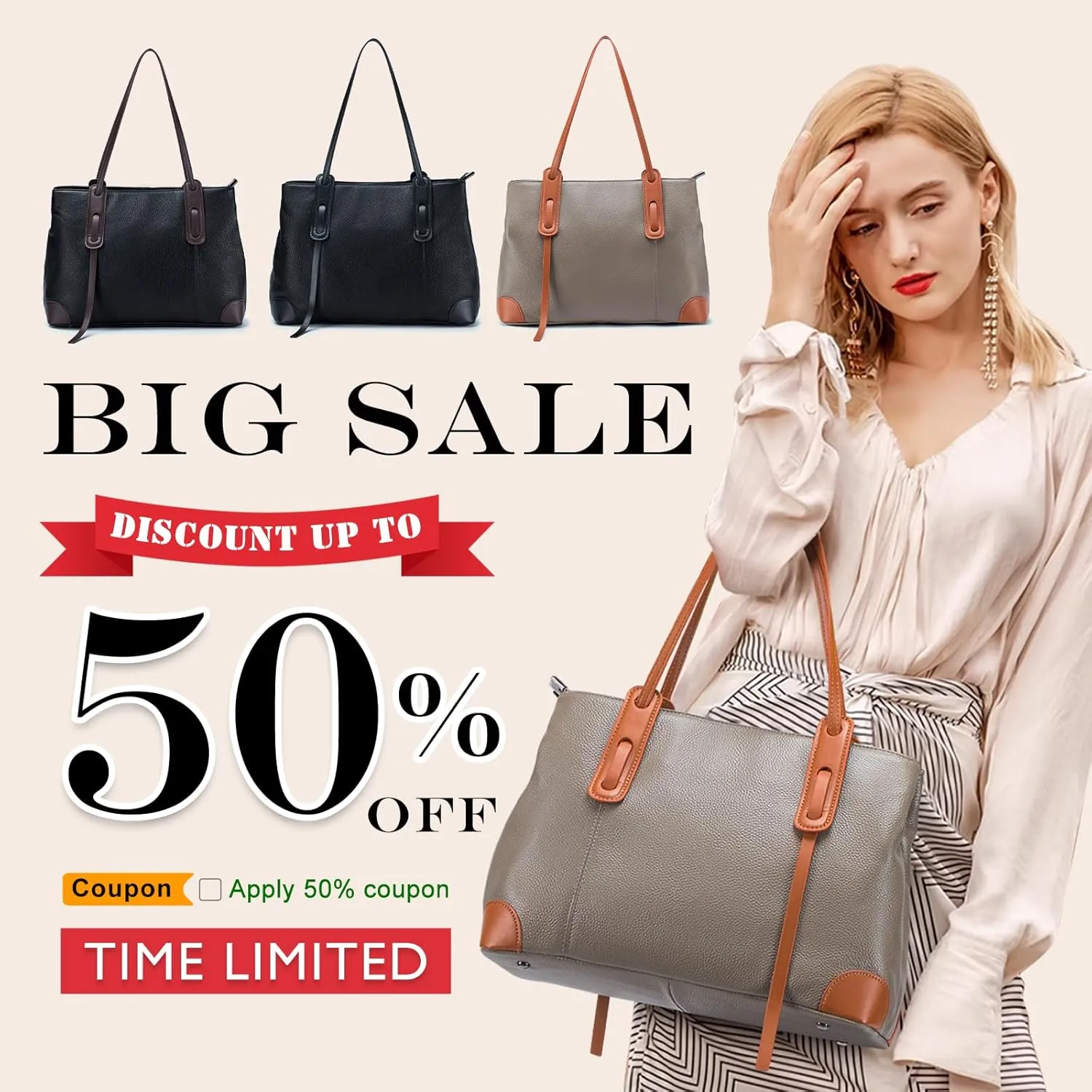 imeetu Genuine Leather Tote Shoulder Handbag Purse for Women, Large Capacity Bag Waterproof Big Tote Shoulder Bag