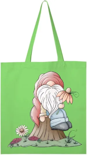 inktastic Spring Gnome on Tree Stump Tote Bag