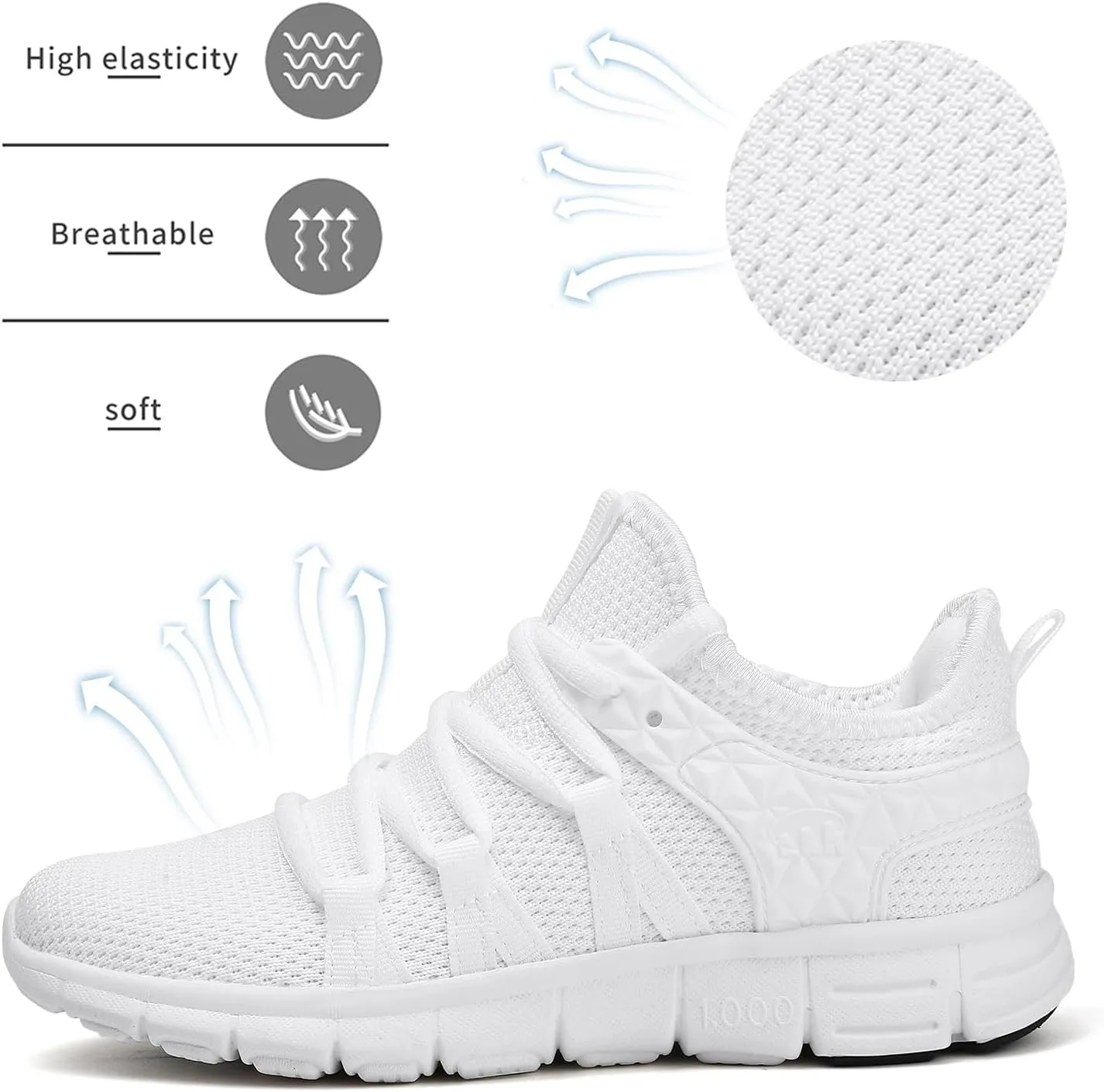 INZCOU Running Shoes Lightweight Tennis Shoes Non Slip Gym Workout Shoes Breathable Mesh Walking Sneakers
