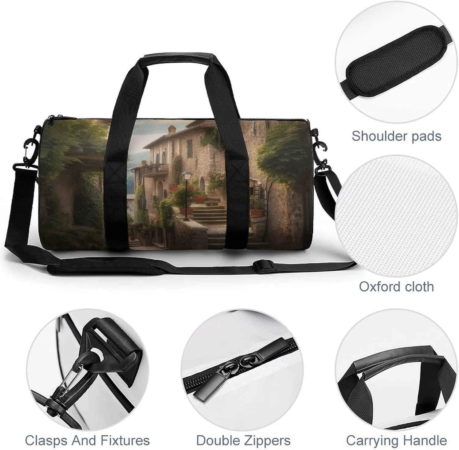 Italy Tuscan Gym Bag Small Travel Duffle Bag with Compartment Carry On Weekender Bag for Women Men