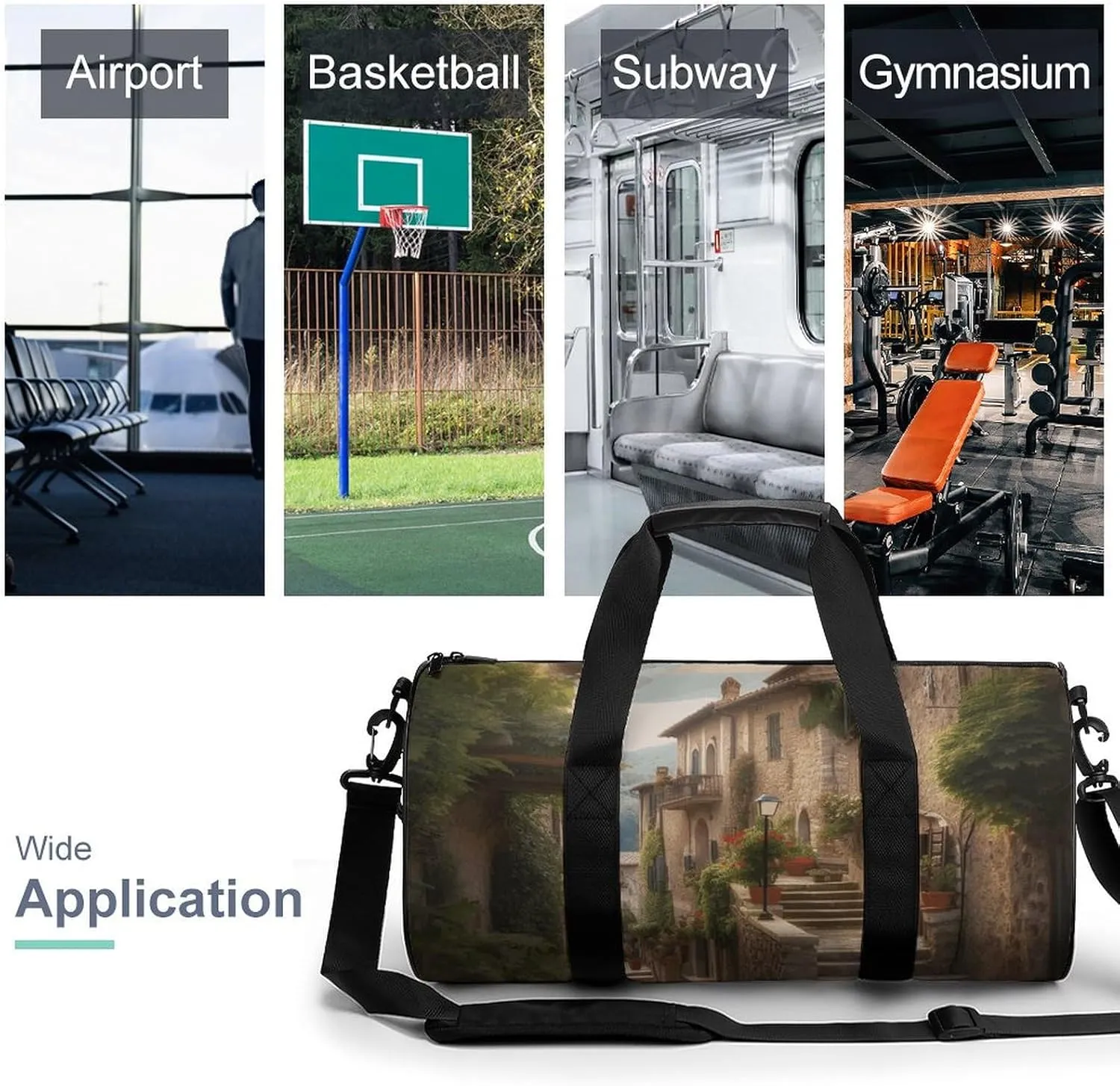 Italy Tuscan Gym Bag Small Travel Duffle Bag with Compartment Carry On Weekender Bag for Women Men