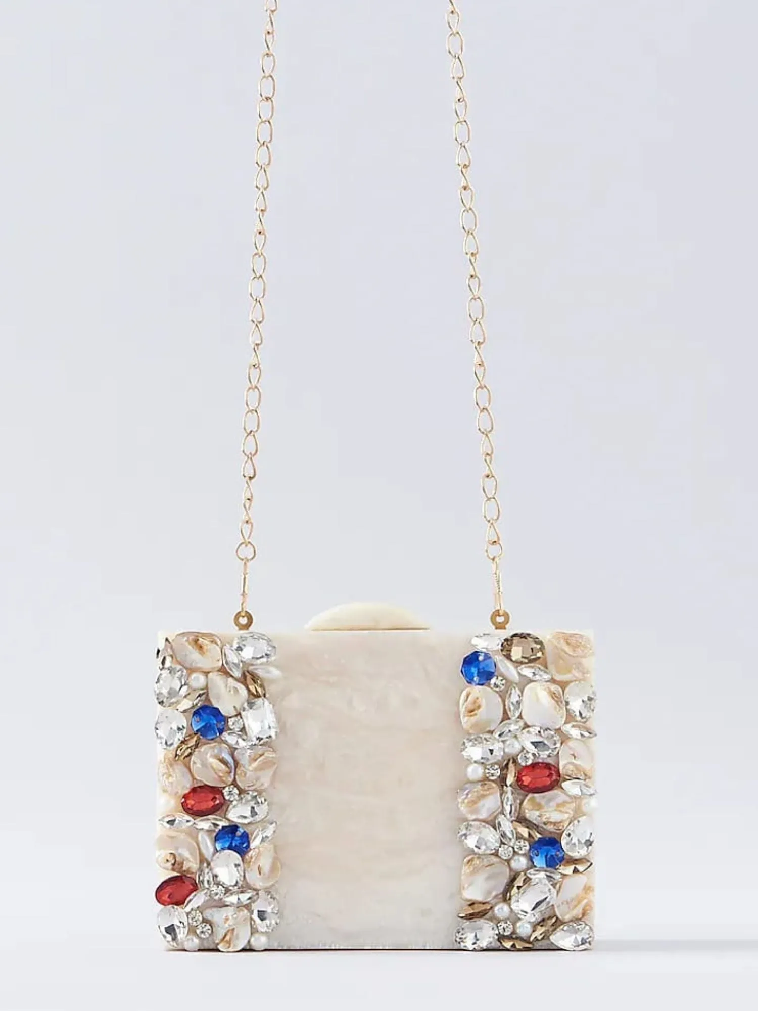Ivory Embellished Resin clutch